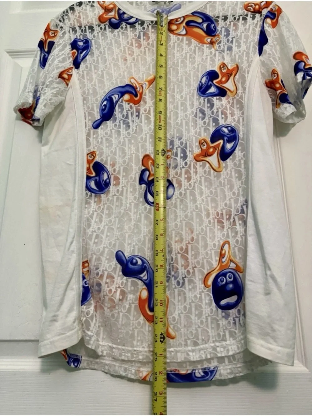 Dior Oblique Sheer Mesh See Through Kenny Scharf White Sz M Shirt - Picture 5 of 6